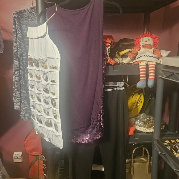 Purple Sequin Sleeveless Top With Express Pants - Picture 7 of 12